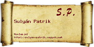 Sulyán Patrik névjegykártya