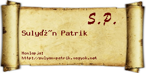 Sulyán Patrik névjegykártya